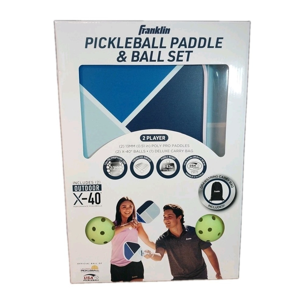 New Franklin Pickleball Set. 2 Paddles, 2 Balls, Plus Carry Bag Never Opened